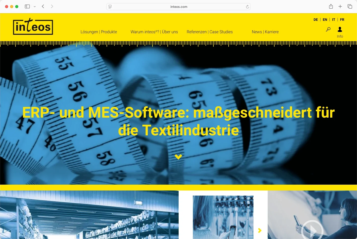 Startseite von inteos.com im Browserfenster