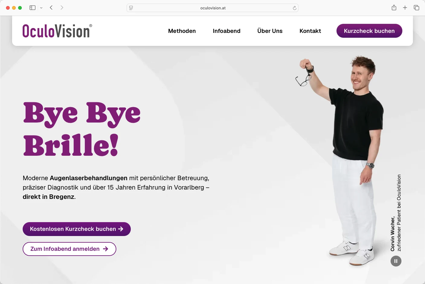 Startseite von oculovision.at im Browserfenster